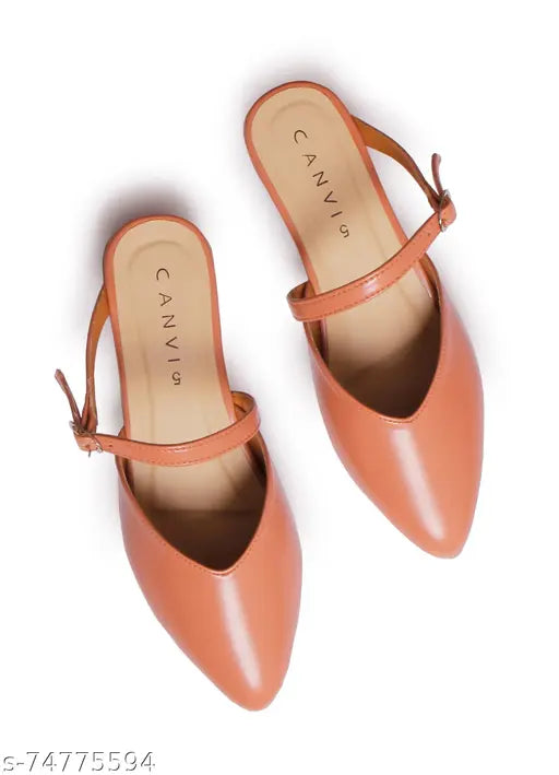 Peach synthetic leather slip-on sandals for women and girls, comfortable and fashionable for summer casual wear