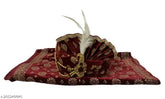 Red cotton canvas traditional wedding cap with stall combo, vibrant Barati specialty for groom