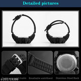 Black shockproof, multi-functional digital sports watch with premium PU strap for men's and boys, featuring a round case shape and classic design