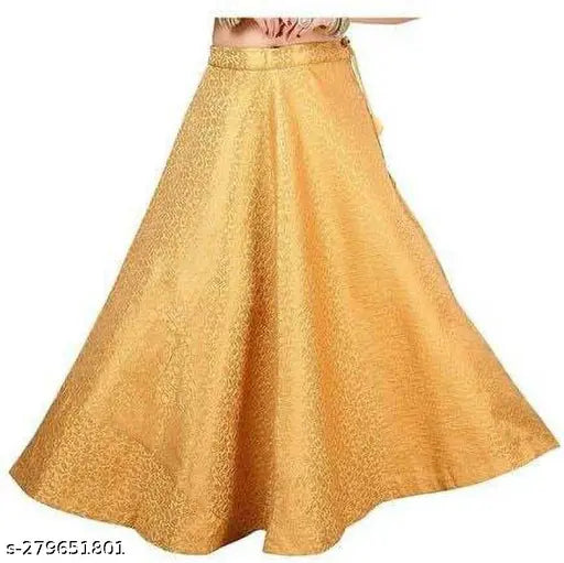 Gold embellished jacquard net skirt, NEW JAL design, semi-stitched, length 40inch, flared 4.20m, Indian origin