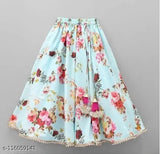 Chambray-and-cotton-blend printed lehenga set with net dupatta, sleeveless and floral patterned, ideal for kids' festive wear (sizes 2-11 years)