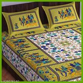 Double bed size floral cotton Jaipuri printed bedsheet set, 2 pillow covers. Soft, vibrant, and cozy 100% cotton bedsheet for adult use in mild winter