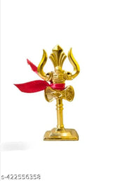 Gold-plated steel Trisulam for Poojaroom, 65cm pack 1, intricately detailed Indian God idol for interior decoration