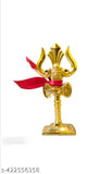 Gold-plated steel Trisulam for Poojaroom, 65cm pack 1, intricately detailed Indian God idol for interior decoration