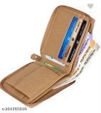 Men's mini artificial leather wallet, solid design with 5 card slots and 3 compartments, free size (4cm x 3cm)
