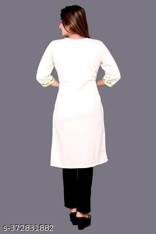 Winter Elegance: Opulent woolen Aari kurti in three-quarter sleeves, printed combo, L (40in bust, 42in length), XL (42in bust, 42in length), XXL (44in bust, 42in length) - Indian artistry for timeless style