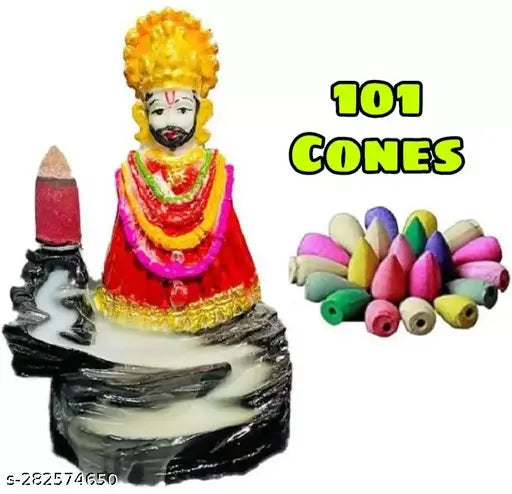 Poly resin Khatushyam backflow home decor item, Indian backflow incense cone statue with cones for amazing smoke backflow showpiece