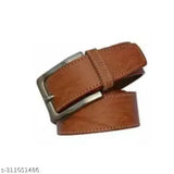 Brown faux leather men's accessory set with textured wallet, stylish sunglasses, and casual belt. Free size, made in India
