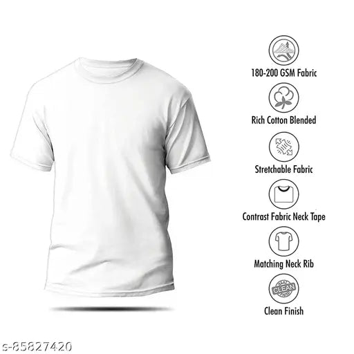 Trendy cotton blend half sleeve lion print t-shirt for men, white with round neck and short sleeves, casual wear by Satrangi