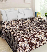 Microfiber floral-print double bed size thin blanket for mild winter, ideal for king or double beds (80 x 90 inches)