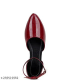 Red synthetic slip-on bellies shoes for women, stylish and comfortable design