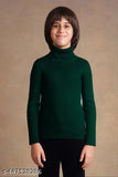 Dark green polycotton striped sweater (high neck / turtle neck / skivi) for kids in various sizes, India origin