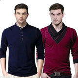 Modern cotton long-sleeved solid t-shirts for men, S-XXL, collar style, made in India