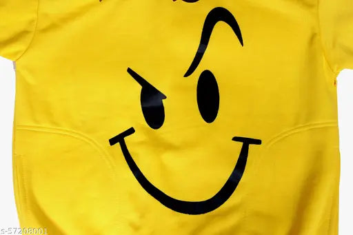 Boys yellow cotton blend sweatshirt & hoodie, printed style for boys aged 6-14 years, India origin