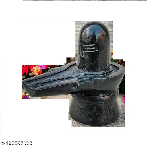 Black resin Shivaling religious idol for pooja or dashboard, suitable for table art
