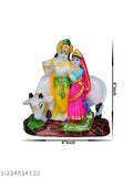 Hand-crafted Indian marble powder Radha Krishna idol statue, symbolizing divine love & trust for Hindu worship or home decor, 4 inches tall