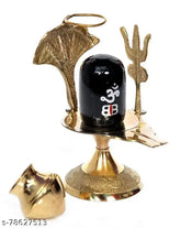 Gold brass Shivling Abhishek Lota with stand, traditional Indian Hindu puja item, ideal for Shivling Abhishekam ritual