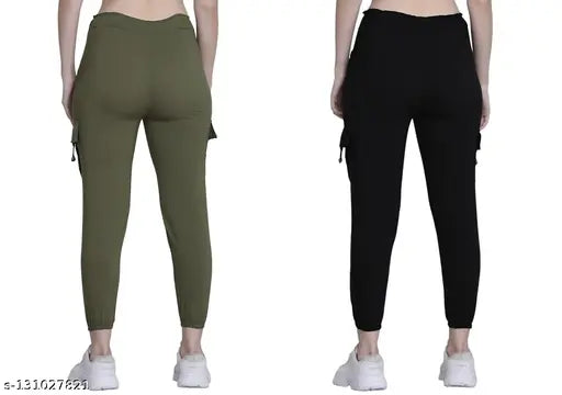 Stylish solid net jeggings pack of 2 for women, suitable for sizes 28, 30, 32, 34; Indian-made joggers on display