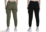 Stylish solid net jeggings pack of 2 for women, suitable for sizes 28, 30, 32, 34; Indian-made joggers on display