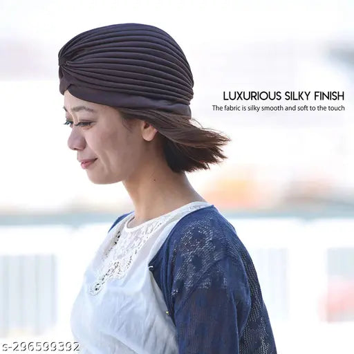 High-quality pleated head wrap bonnet turban, pack of 6 (80% polyester & 20% Lycra), versatile for all seasons and occasions, soft and comfortable for all heads