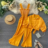 Stylish crepe solid net women's top & bottom sets, sleeveless, India-made fashion set for women
