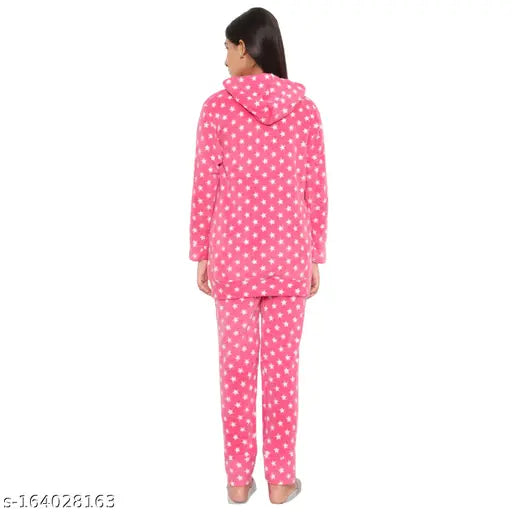 Woolen winter night suit by PALIVAL, free size, long-sleeved printed pyjamas top and bottom, warm Indian wool fabric