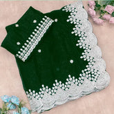 Vibrant sequinned Georgette sari with blouse, embodying latest trends and perfect for every occasion