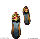 Synthetic leather Kashmiri belly juti for women, trendy woven design slip-on net shoes in various sizes (IND-4 to IND-9), made in India