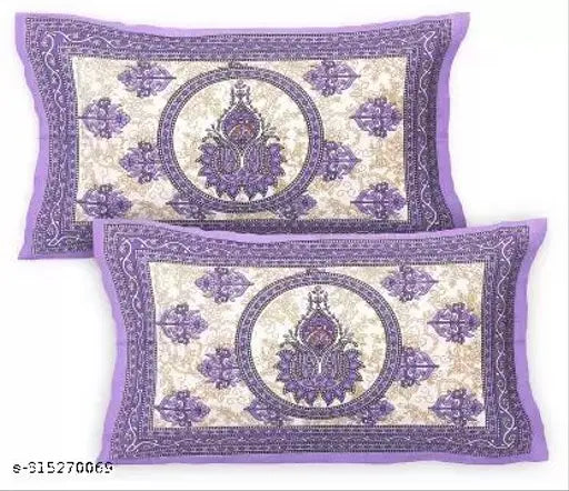 Double Queen Qfab floral cotton bedsheet with 2 pillow covers, ideal for adult sleep