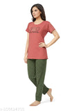 Monsoon Festival Special Women's NightSuit: Printed net pyjama set with short sleeves, made of 100% cotton hosiery 180 GSM fabric, perfect for daily use and skin comfort