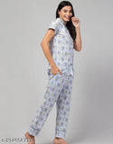 Comfortable cotton printed nighty for women, stylish and breathable Indian-made nightsuit for summer nights