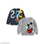 Gray and blue full sleeve kids sweatshirts pack of 2 - Fun printed patterns on wool fabric for baby boys & girls wardrobe