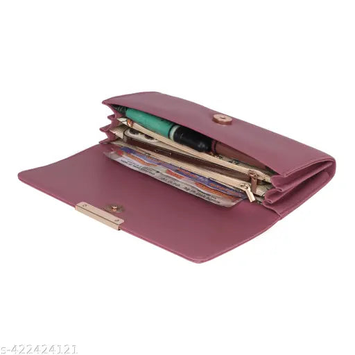 PU women's hand purse, free size (20in x 2in), modern design, multiple compartments, India-made
