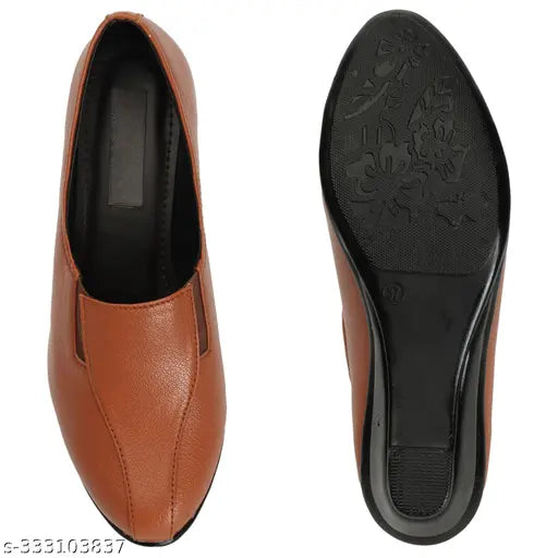 Textured synthetic ballerinas in T39-Tan color, featuring closed backs and Indian origin