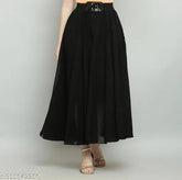 Solid black Georgette skirt with printed net pattern, from SHIVA NEW collection