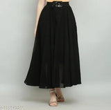 Solid black Georgette skirt with printed net pattern, from SHIVA NEW collection