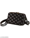 Black acrylic crossbody sling, perfect for both kids (adjustable fit, 4 compartments)