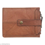 Solid faux leather slim bifold wallet, 5 compartments for men's/boys gifts (12cm x 12cm), original design from India