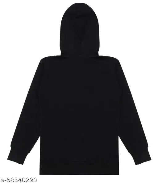 Boys black cotton sweatshirt & hoodie. Soft, vibrant, and perfect for kids' active lifestyle. Available in sizes 3-4 Years, 5-6 Years, 7-8 Years, 9-10 Years, made in India