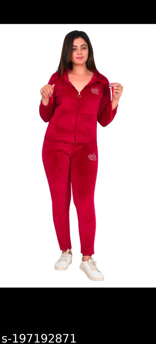 Richa Fashion velvet apple tracksuit, super soft, trendy stylish athletic wear on model