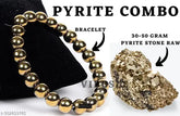 Natural Raw Cluster Bracelet, AAA Quality Sparkling Pyrite - Attracts Business Luck & Wealth, 40-50g Original Pyrite Rough and Golden Pyrite Bracelet for Vastu, Healing Properties, 10cm x 10cm x 10cm, All Natural Materials