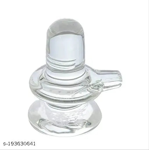 White glass Shivling decorative piece, 5 cm tall, used in pooja or spiritual settings
