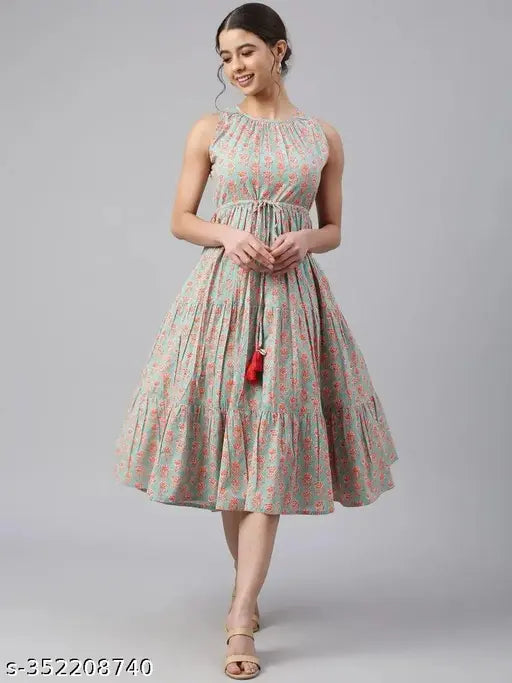 Stylish printed cotton kurti for women/girls, sleeveless, trendy & comfortable, size S-XXXL, made in India