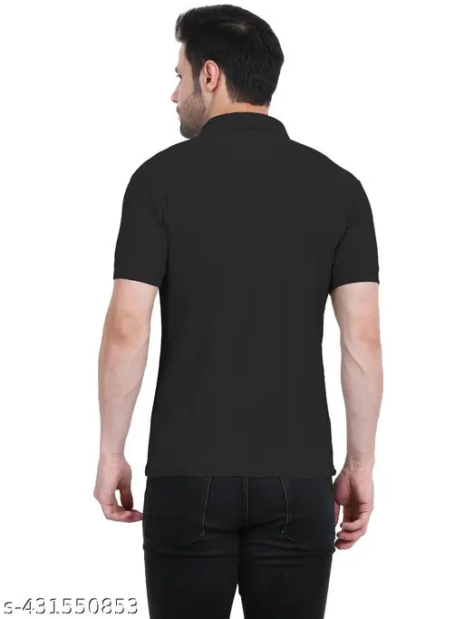 New trendy cotton blend polo t-shirt for men, solid color, short sleeves