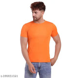 Nylon half-sleeve men's solid t-shirt, Indian-made fashion apparel