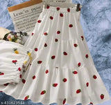 Printed crepe skirt for women and girls, Indian-made, vibrant pattern on net fabric