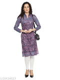 Blue wool A-line printed kurti with long sleeves, premium quality and versatile styling for women, ideal for work, home, parties, vacations, and more. Made in India