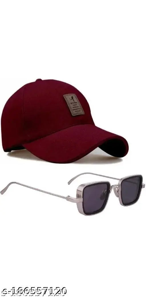Kabir Singh-inspired, adjustable cotton baseball cap & sunglasses combo pack, trendy embroidered design for boys, Made in India