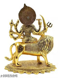 Durga Sherawali MATA Rani sitting brass statue, spiritual figurine for home decor or puja gift, Indian idol with lion base