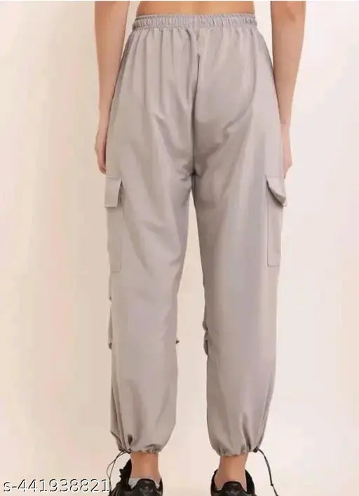 Grey/Black Polycotton Women's Cargo Pant Combo - Stylish fit for ladies, ideal gift for sisters, friends, wives, mothers. Made in India